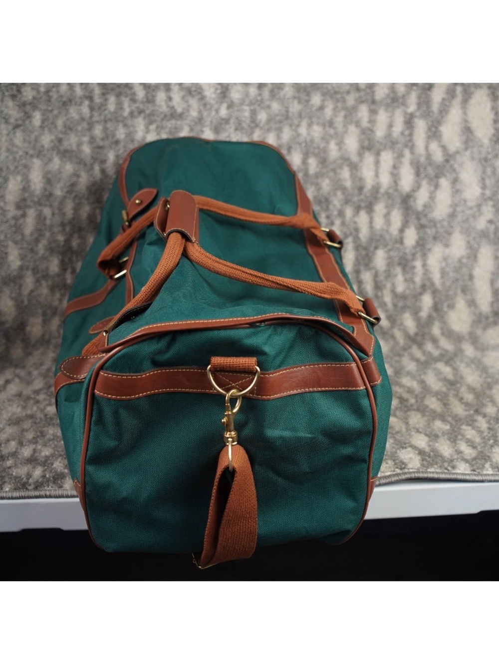 Vintage Polo Ralph Lauren Green Canvas Duffle Bag Top Flap W Buckle Closures EUC - Picture 3 of 15